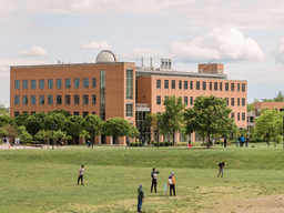 Physics building on UMBC's campus showing the observatory.