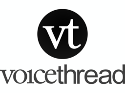 The VoiceThread logo, which consists of a black circle with the letter VT inside above the word "voicethread"