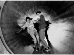 Image: Mildred Grossman, Gloria Ray on amusement ride at Coney Island, New York, NY, 1958. Gelatin silver print. Mildred Grossman collection, The Photography Collections, UMBC (P89-25-176).