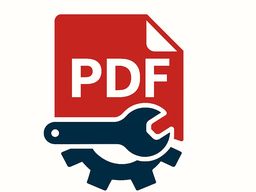 PDF red icon with a wench and gear icon to symbolize fixing something.