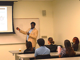 Professor teaching students