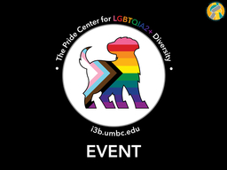 the pride center logo, the pride pup, on a black background with the text 'EVENT' beneath.