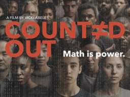 a movie poster with faces in the background, featuring the words Counted Out math is power.