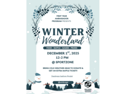 snowy scene with explanation of event time, date and location