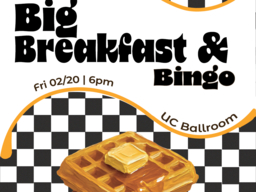 This is an (seb) breakfast-themed bingo night in UC Ballroom from 6-9PM
