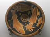 Kylix with fish and squid images