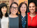 Four side-by-side images of four women