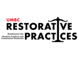 Logo with balanced scales and the words Restorative Practices