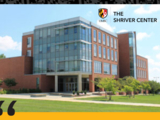 an image of the Public Policy Building in which The Shriver Center is located, on the 1st floor just past the elevators