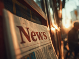 newspaper in foreground with headline NEWS