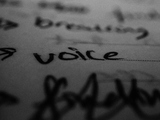 picture of a peace of paper with the word voice handwritten
