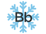 Blackboard "Bb" letters over a light blue snowflake